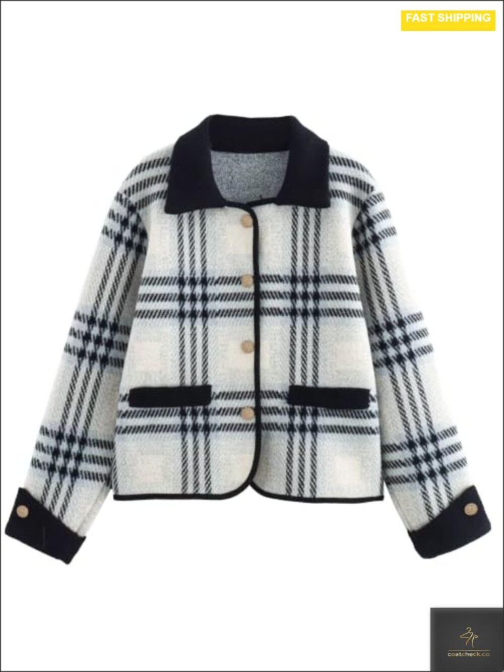 Vintage Plaid Knit Cardigan Sweater with Pockets, Button Down Long Sleeve